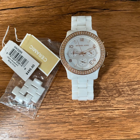 Michael Kors CERAMIC Gold and White Women's Watch - Picture 1 of 6